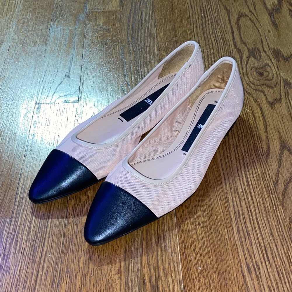 ZARA capped toe mesh ballet flats